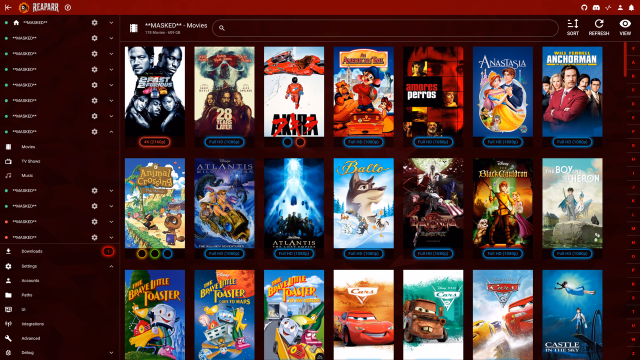 Movies library – poster table view with grid layout