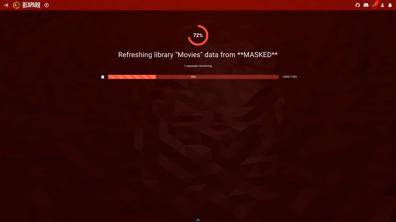 Movies library – refresh progress and status overview