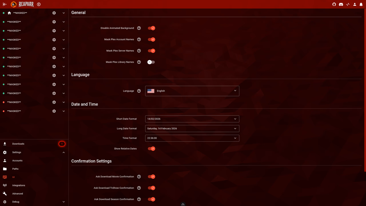 Settings – user interface customization overview