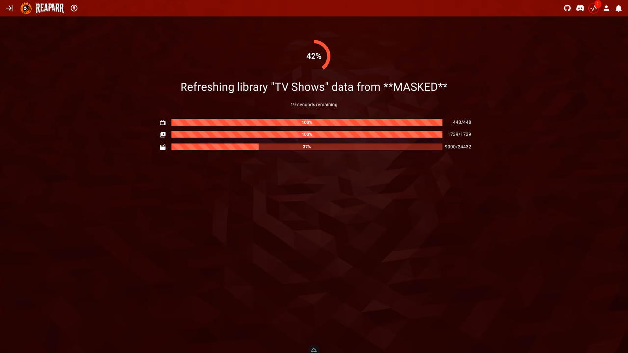 TV show library – refresh progress and status overview