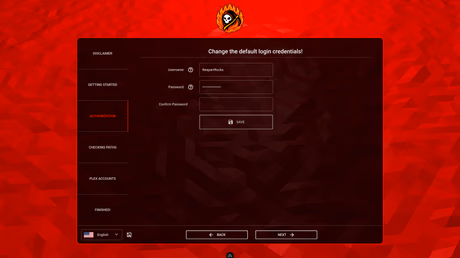 Initial setup step 3 – account or authentication setup