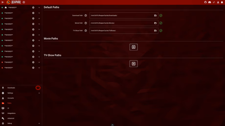 Settings – folder configuration overview
